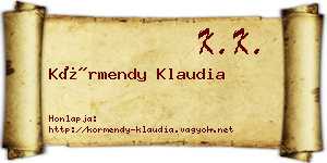 Körmendy Klaudia névjegykártya