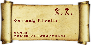 Körmendy Klaudia névjegykártya
